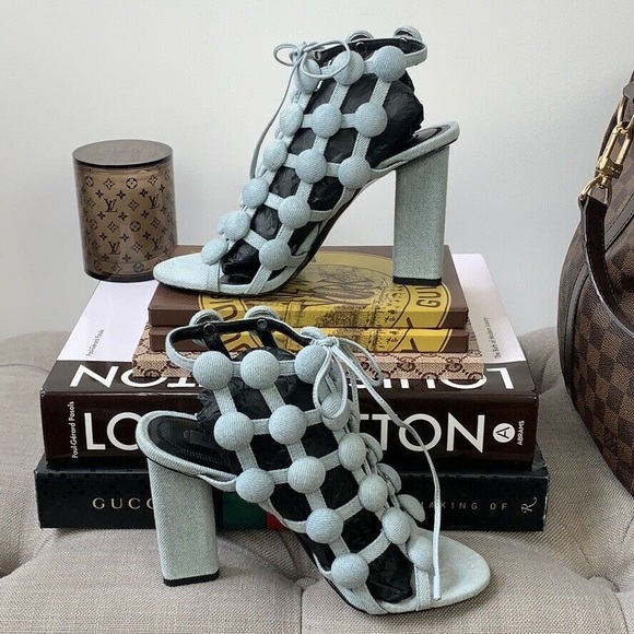 NWT Alexander Wang Denim Rubie Cage Sandals - Picture 6 of 7